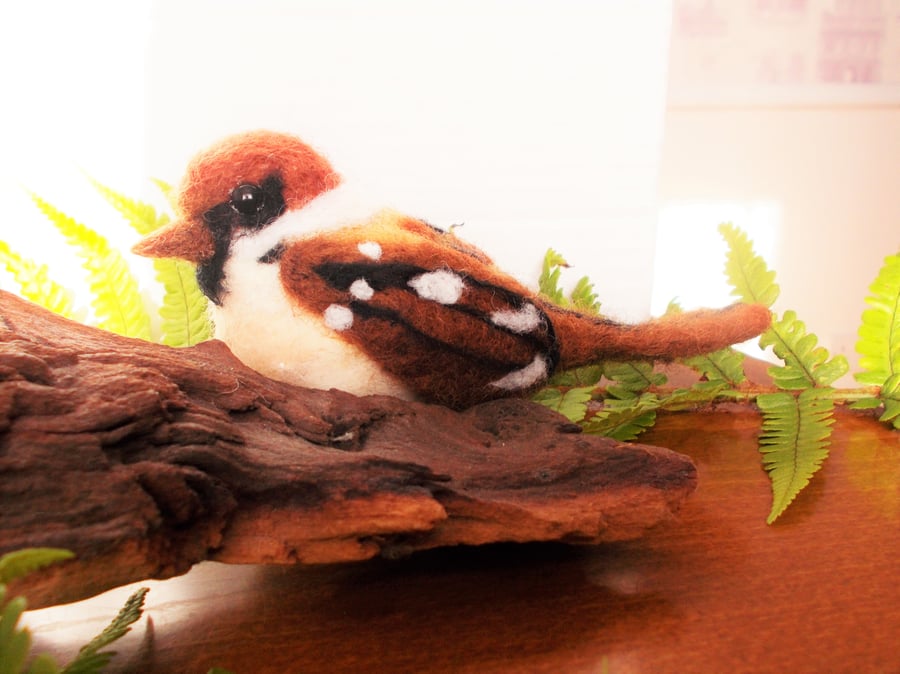 Collectable Artisan Felted British Sparrow Ornament 