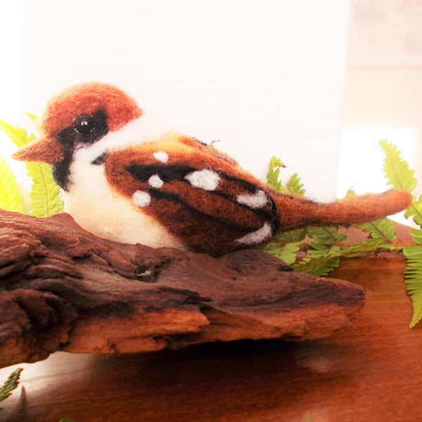 Collectable Artisan Felted British Sparrow Ornament 