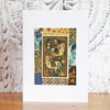 Handmade card: Collage - Horsemen in blue and gold