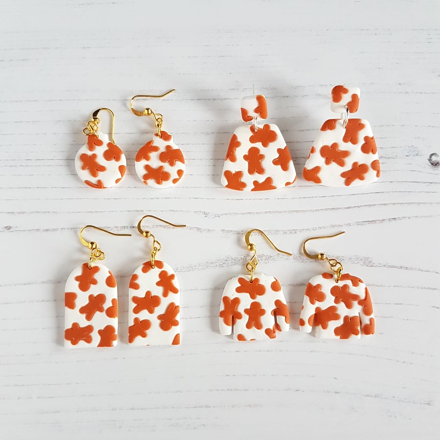 Gingerbread statement earrings ONE PAIR OF EACH SHAPE AVAILABLE