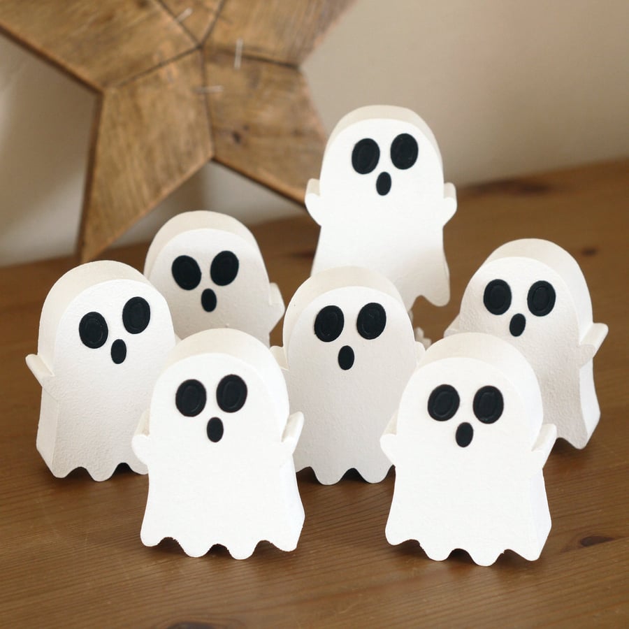 Mini Halloween Spooky Ghost Decoration Set of 7
