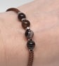 Brown Banded Agate Bracelet Adjustable Cord Natural Stone Unisex Jewellery