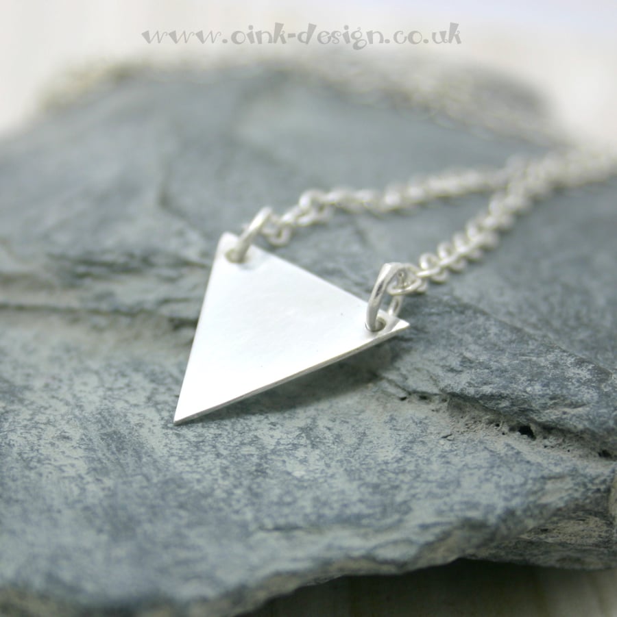 Minimalistic sterling silver triangle necklace