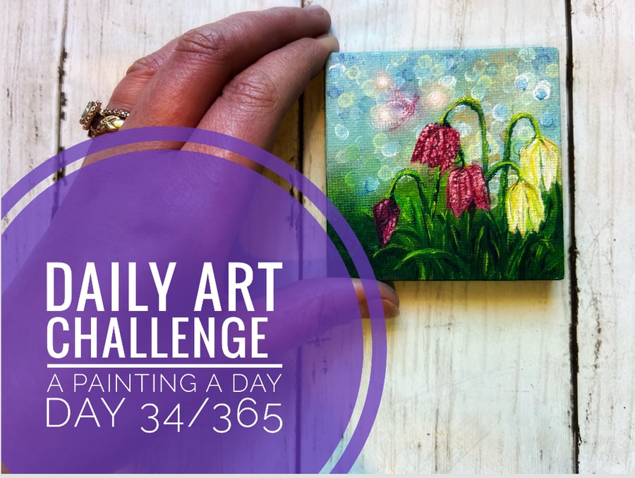Mini Acrylic painting on canvas, Daily Art Challenge, A Painting a Day 34-365 