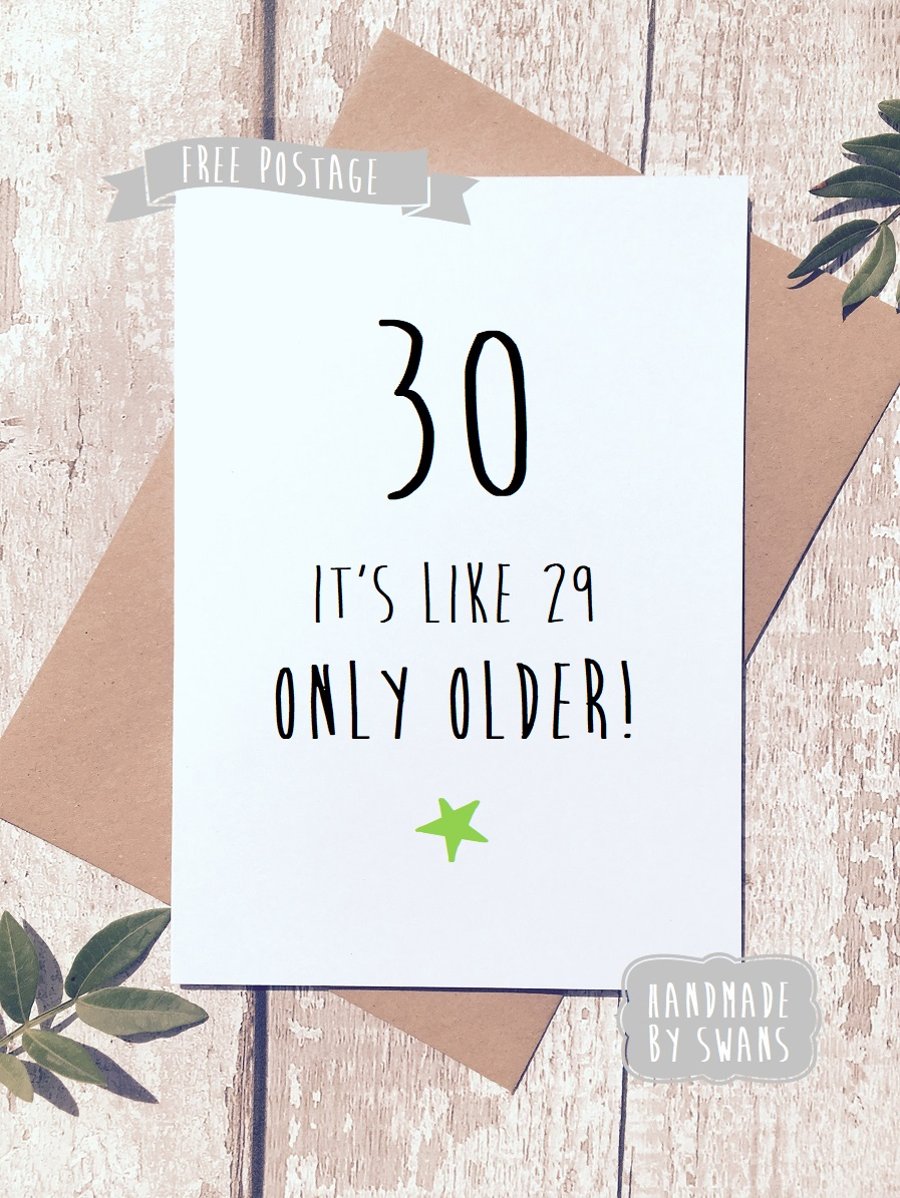 Funny birthday card, 30th birthday, funny card
