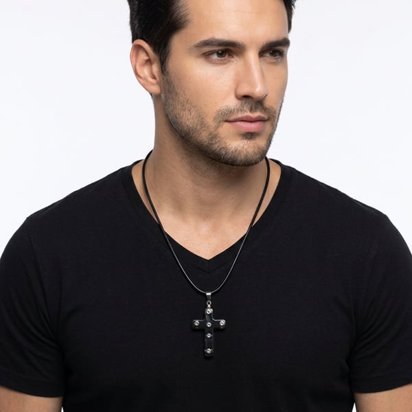Black cross pendant necklace