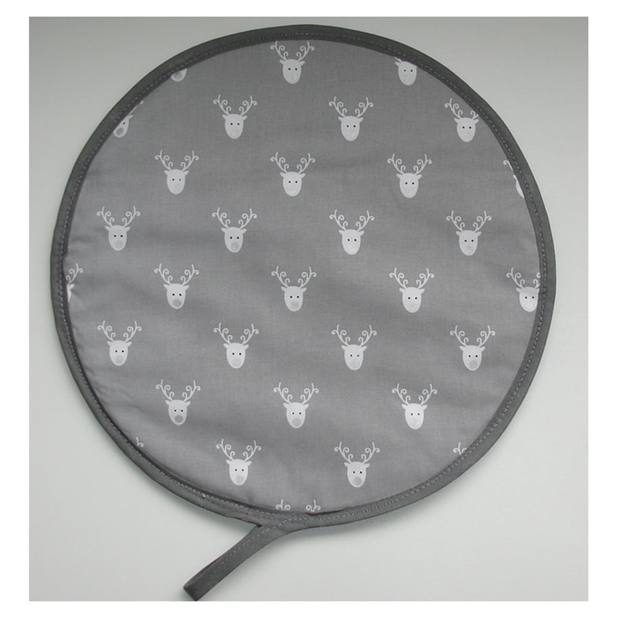 Christmas Reindeer Aga Hob Lid Mat Pad Hat Cover Surface Saver Xmas Silver Grey