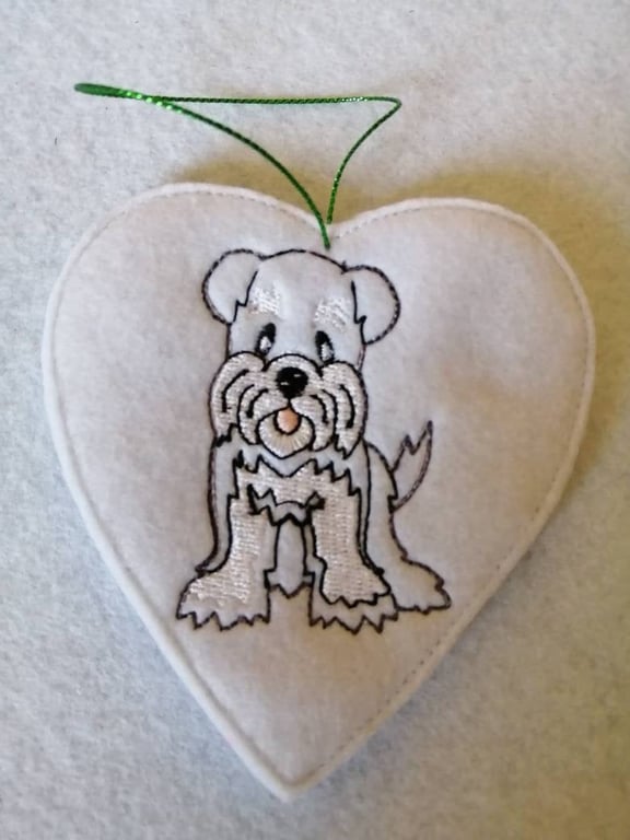 557. Schnauzer heart hanging ornament.
