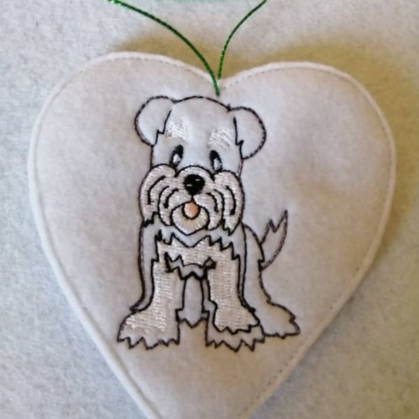 557. Schnauzer heart hanging ornament.