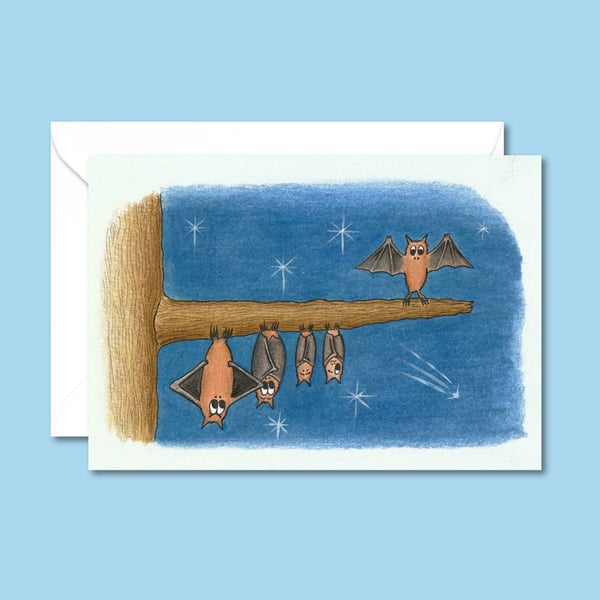 Funny Bats Greeting Card and Envelope, Suitable for Any Occasion, Blank Inside 