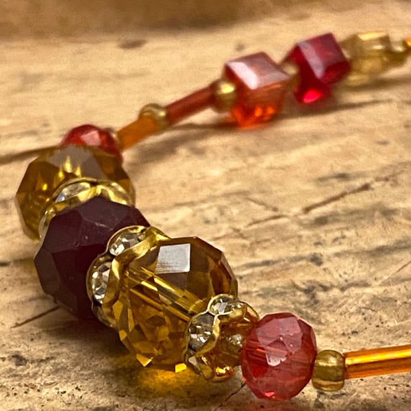 Garnet and gold coloured Crystal Necklace. Covid Special Price