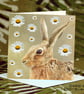 Exclusive Handmade Hare & Daisies Greetings Card on Archive Photo Paper - Image 1