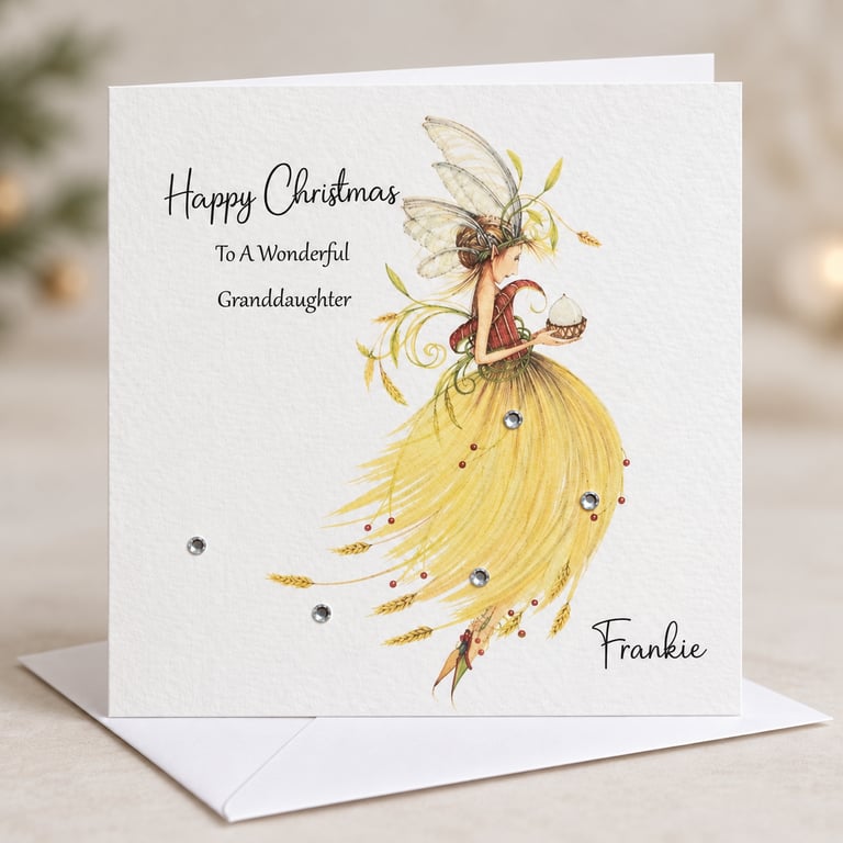 Christmas Pixie Fairy Card Handmade and Personalised for all Relations