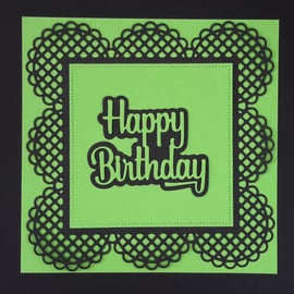 Happy Birthday Greeting Card - Green and Black