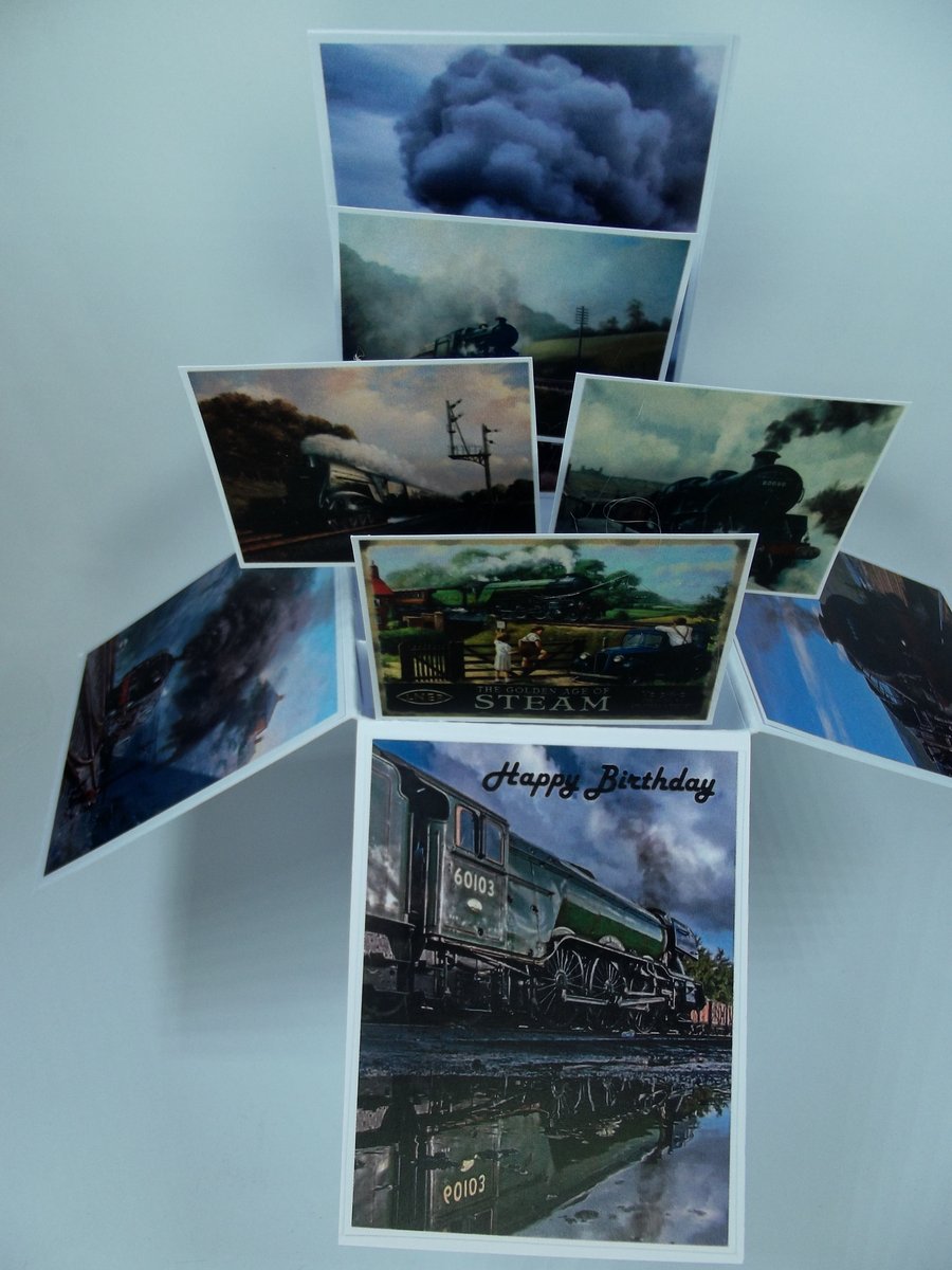 Mens Birthday Card With Steam Trains