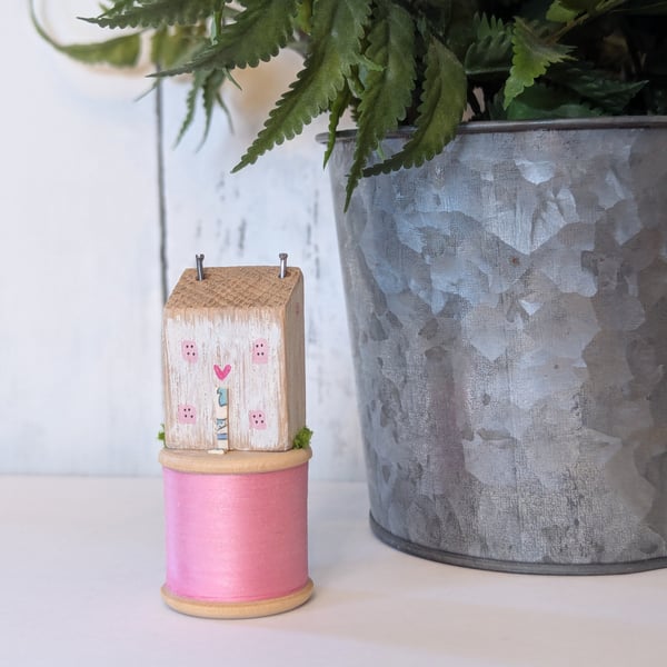 Vintage Bobbin and Handmade Tiny Oak Home Decor 