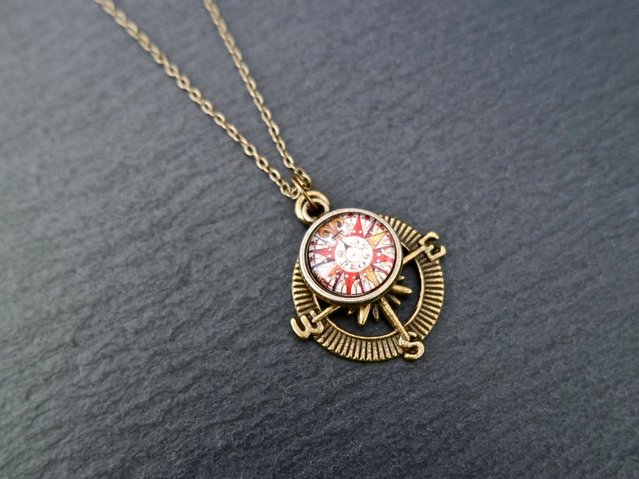 Compass Necklace bright colours