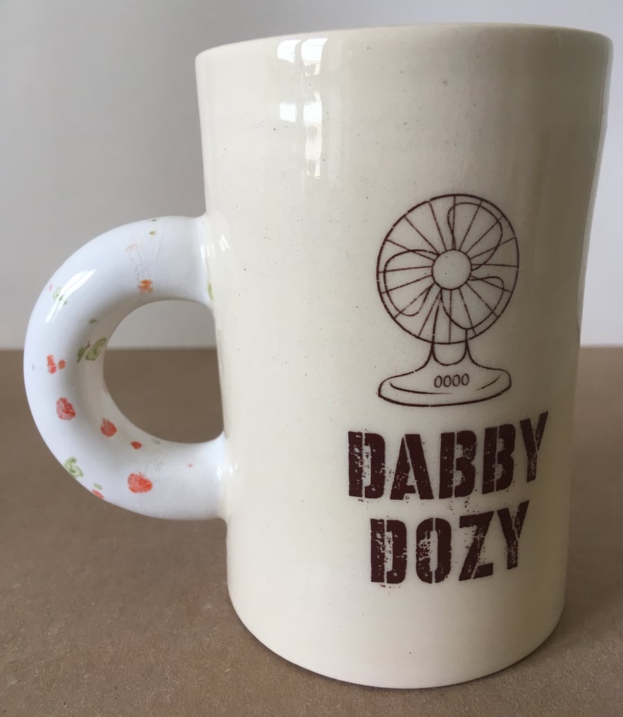 Fandabbidozy. Coffee cup. The Krankies. Tea cup.  Handmade. Graphic. Retro