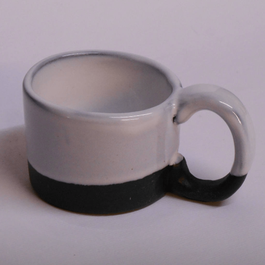 Mug Black clay White glazed Stoneware Espresso Ceramic.
