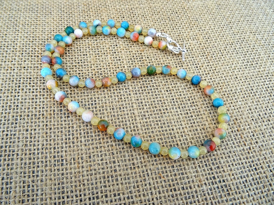 Jade and Calcite Necklace, Jade Necklace, Calcite Necklace. Ladies Necklace