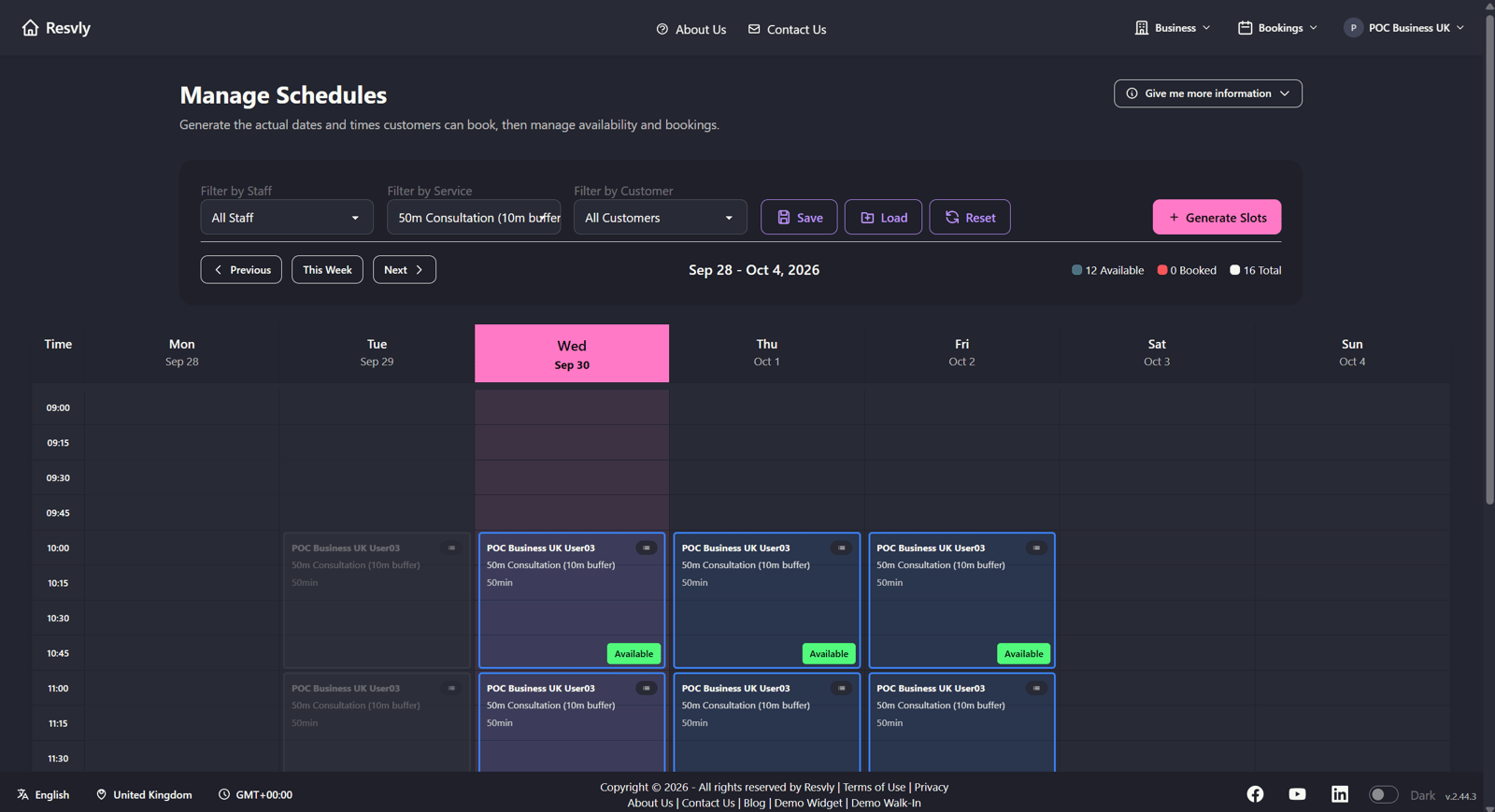 For Businesses: Manage Schedules