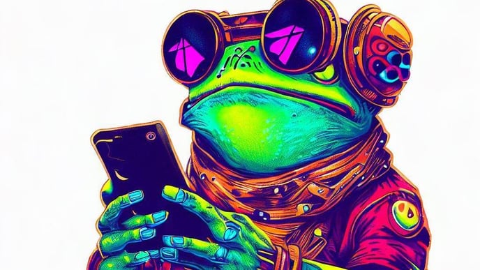A frog on a phone