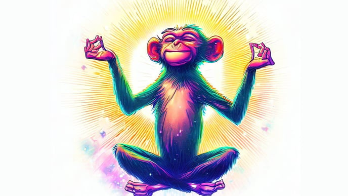 A monkey doing calming yoga
