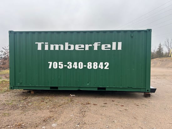 Sea can delivered for construction storage on a job site