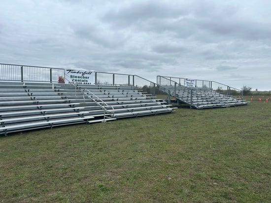 Mobile bleachers arranged for an outdoor venue