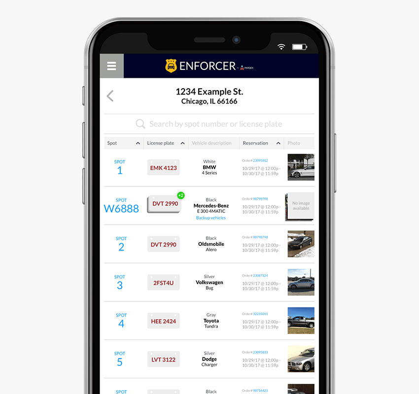 Parqex Enforcer App Features 0001 Vehicles demonstrating ParqEx's smart parking technology in action.