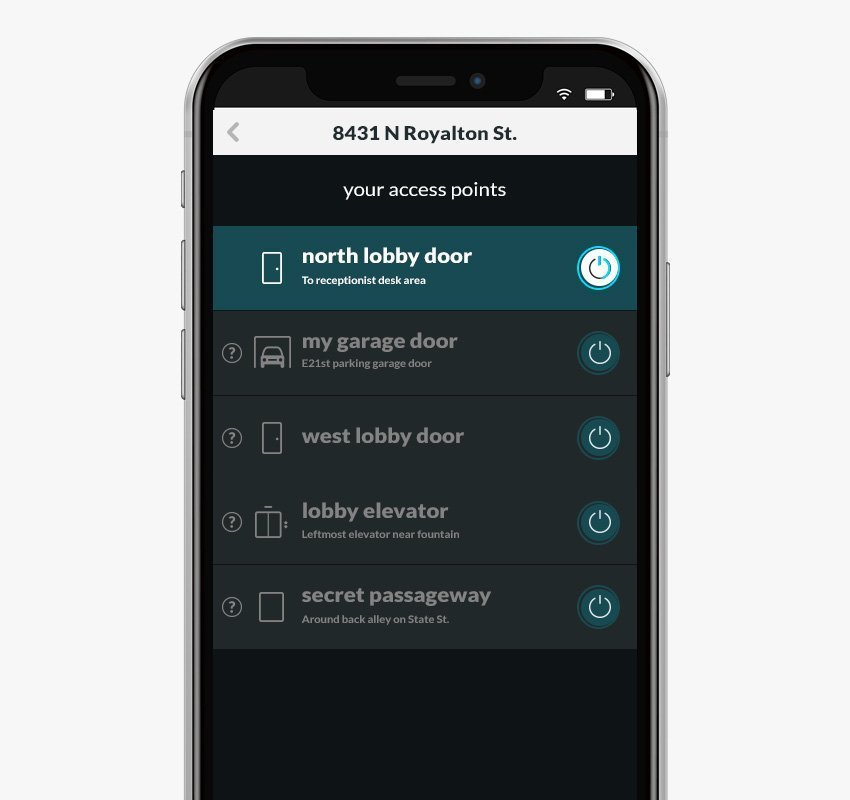 Access Points Feature Tile Touchless demonstrating ParqEx's smart parking technology in action.