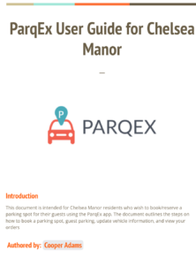 Parqex User Guide For Chelsea Manor 222 X 300 2 demonstrating ParqEx's smart parking technology in action.
