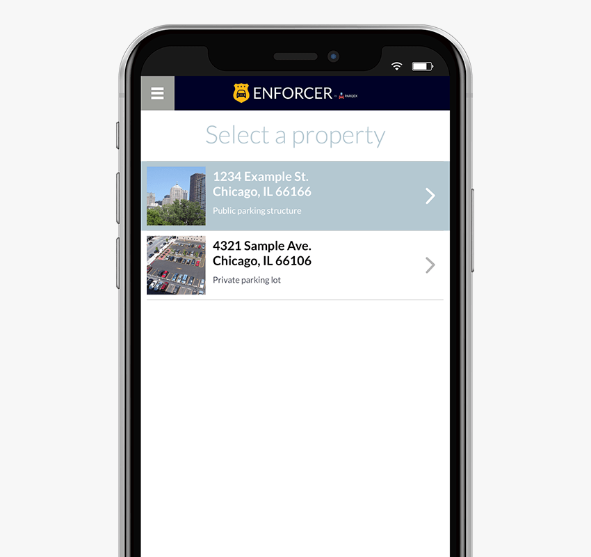 Parqex Enforcer App Features 0000 Property demonstrating ParqEx's smart parking technology in action.