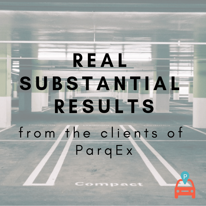 Parqex Real Substantial Results From The Clients Of Parqex 1 demonstrating ParqEx's smart parking technology in action.
