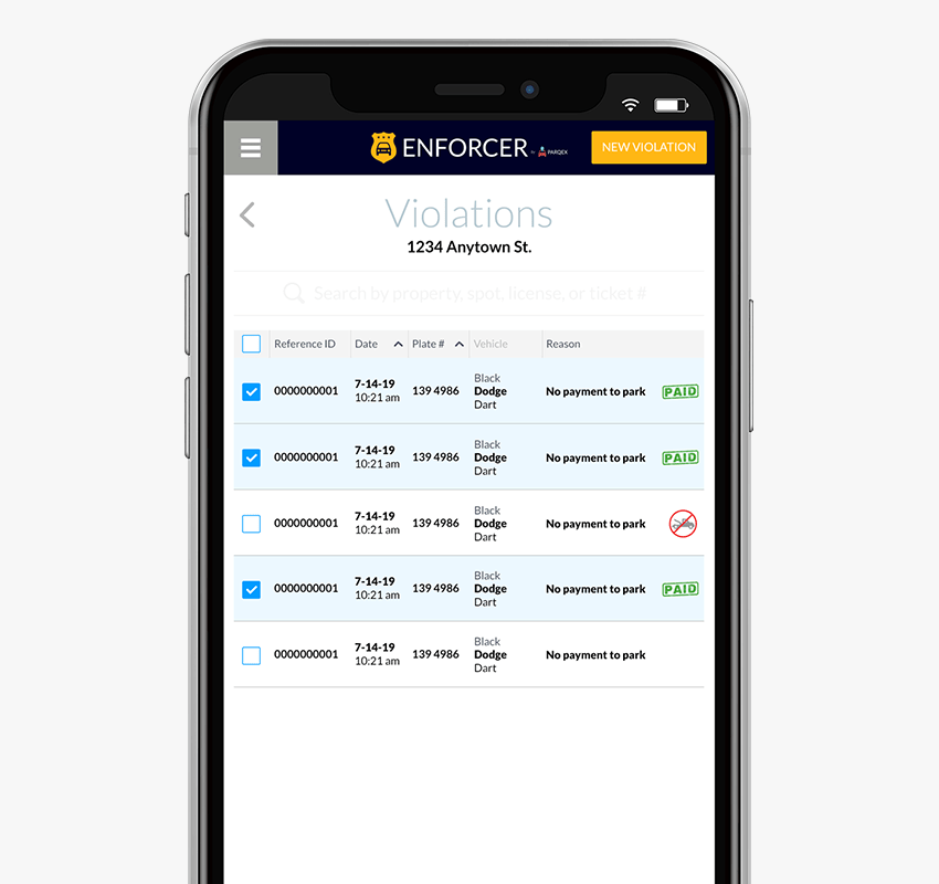 Parqex Enforcer App Features 0003 Manage demonstrating ParqEx's smart parking technology in action.