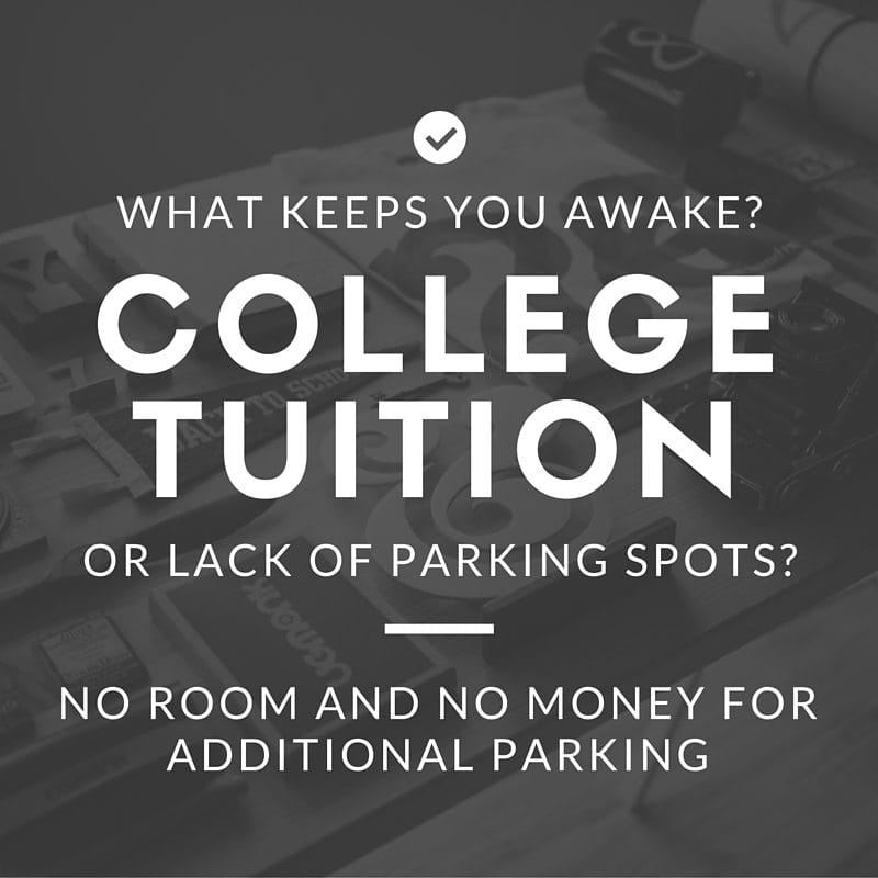 College Tuition Vs Parking Issues demonstrating ParqEx's smart parking technology in action.