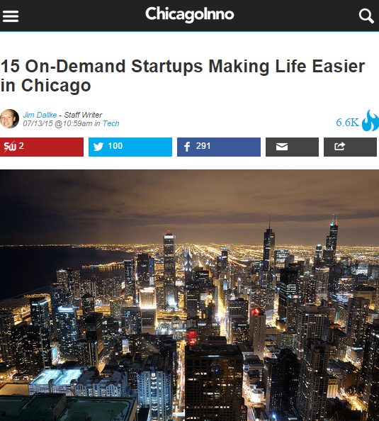 Chicagoinno 15 On Demand Startups demonstrating ParqEx's smart parking technology in action.
