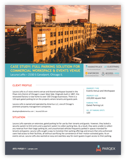 Parqex Case Studies Lacuna Lofts Chicago Illinois demonstrating ParqEx's smart parking technology in action.