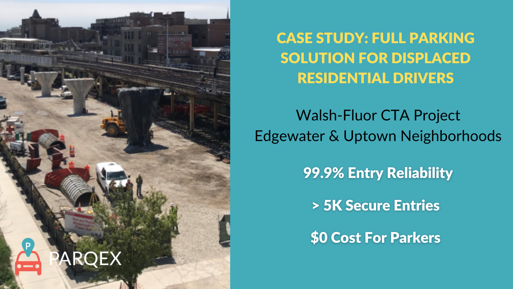 Walsh Fluor Case Study Full Parking Solution For Displaced Residential Parkers demonstrating ParqEx's smart parking technology in action.