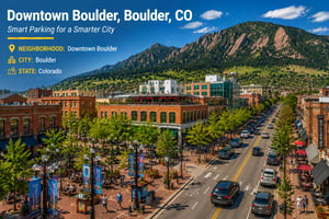 Discover smart parking solutions in Downtown Boulder, Boulder, CO that improve accessibility, parking operations, and user experience. ParqEx helps a, property owners, and municipalities optimize parking resources through innovative technology and efficient parking management solutions.