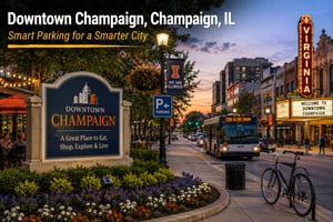 Discover smart parking solutions in Downtown Champaign, Champaign, IL that improve accessibility, parking operations, and user experience. ParqEx helps a, property owners, and municipalities optimize parking resources through innovative technology and efficient parking management solutions.