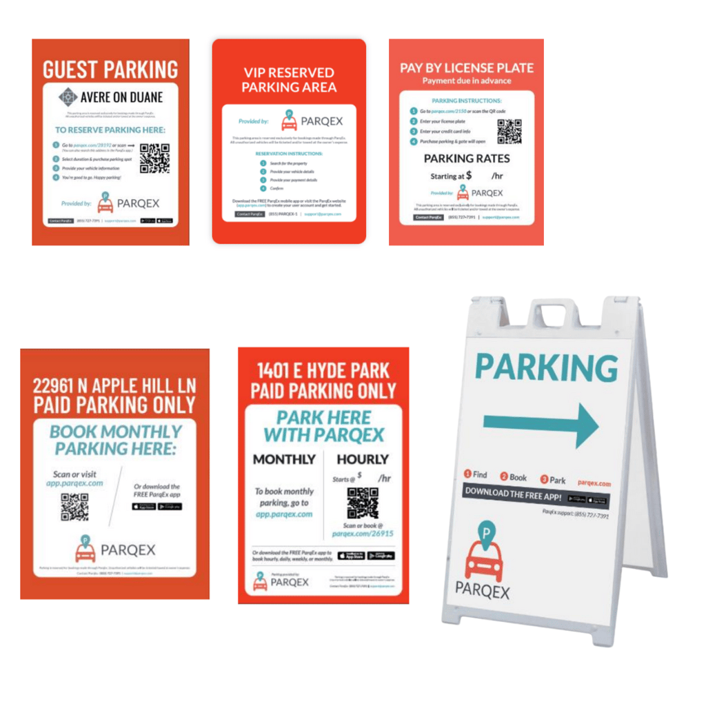 ParqEx Custom Parking Signs QR Codes, Sandwich, A Fram, VIP, Guest Parking