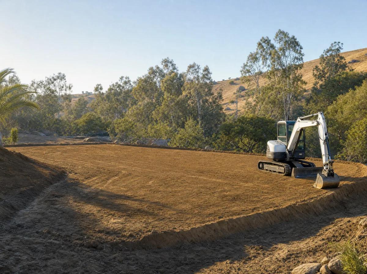 Prepared earth and graded levels on a construction site
