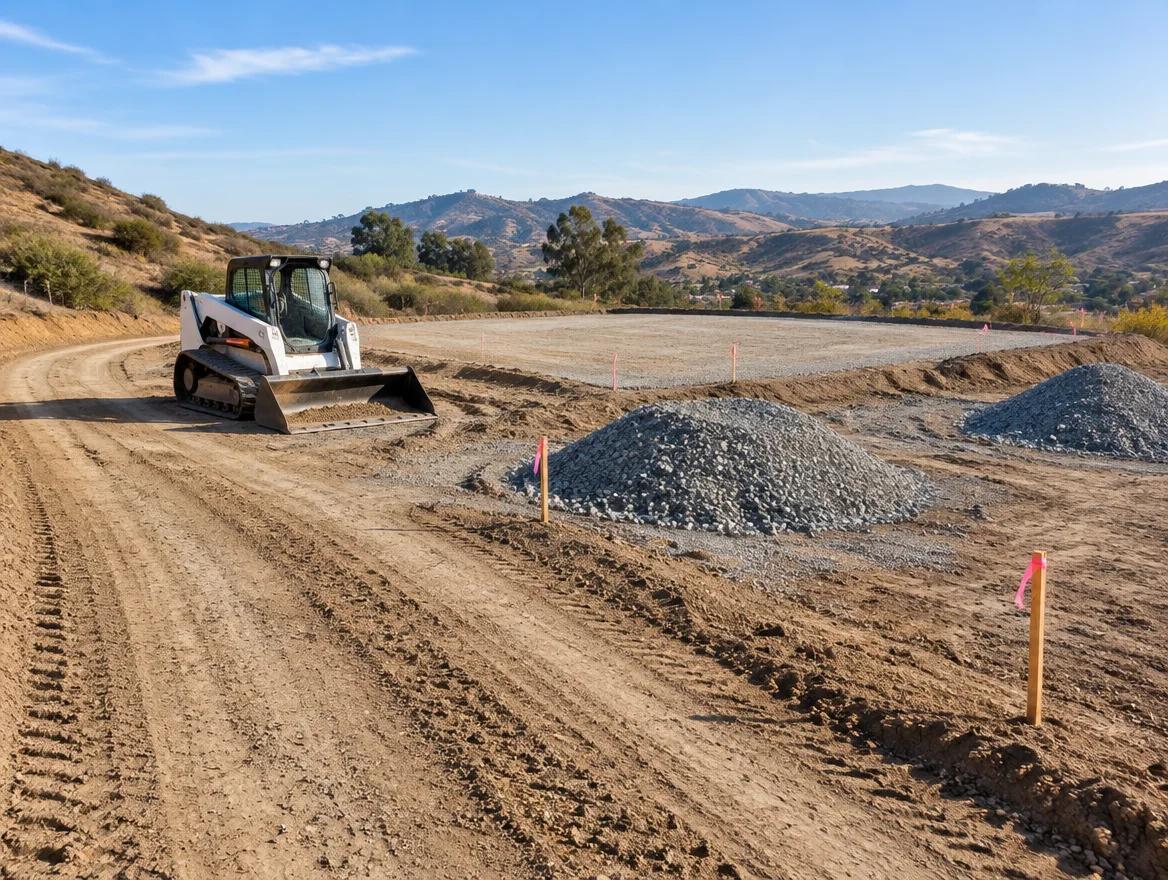 Earthwork and access preparation on a construction site
