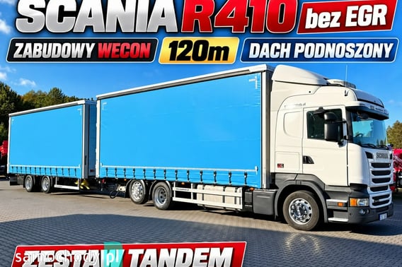 Scania R410 bez EGR Zabudowy Wecon 120m Dach Podnoszony Zestaw Tandem Ciężarowe 2014