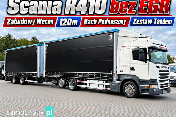 Scania R410 bez EGR Zabudowy Wecon 120m Dach Podnoszony Zestaw Tandem Ciężarowe 2014