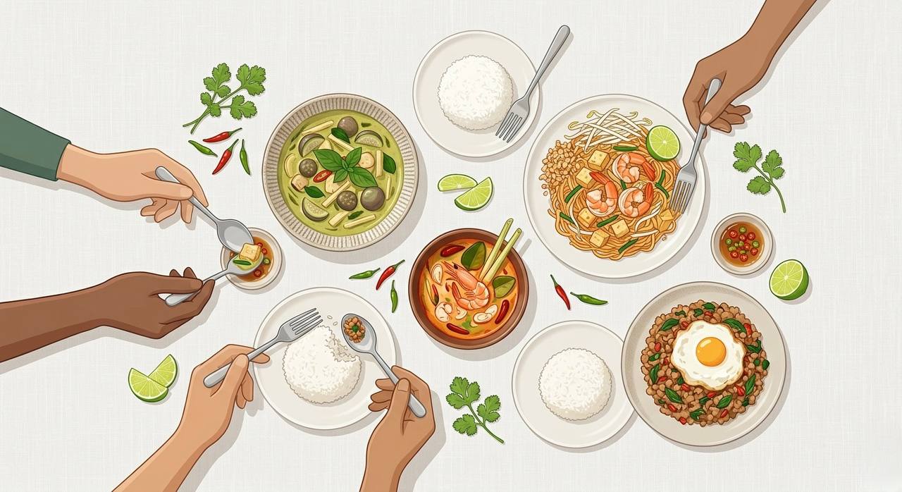 Thai food culture — shared dishes, fresh ingredients, and regional flavours