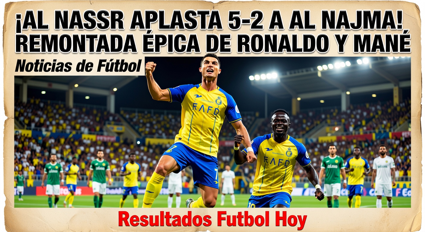 Al Nassr 5-2 Al-Najma: Ronaldo brace on return (ESPN, 2 days ago but highlighted today)