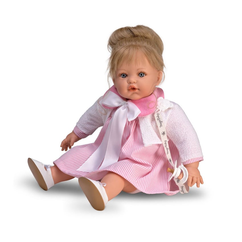 Κούκλα 47εκ που κλαίει με ρίγες Magic Βaby Susy Pink Dress