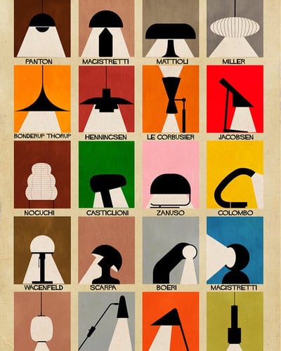 Mid-Century Modern Lighting Design Poster